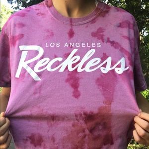 Hand tye dyed t-shirt Reckless graphic design